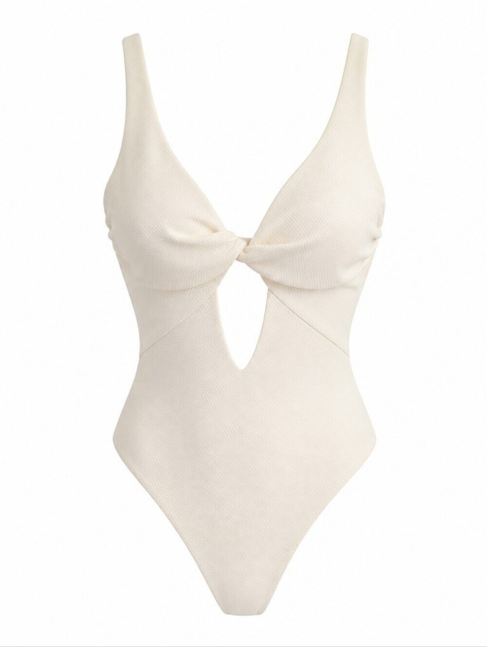 Shade & Shore Women's Twist-Front High Leg Cheeky One Piece White Sz M NWT